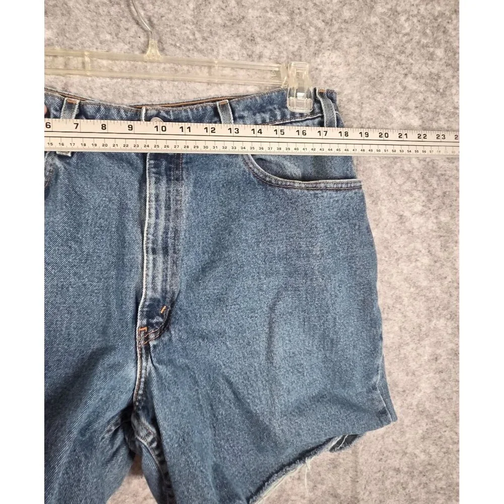Levi's DIY Cutoff Denim Shorts Men's Size 38 Blue Distressed Frayed Summer Festi